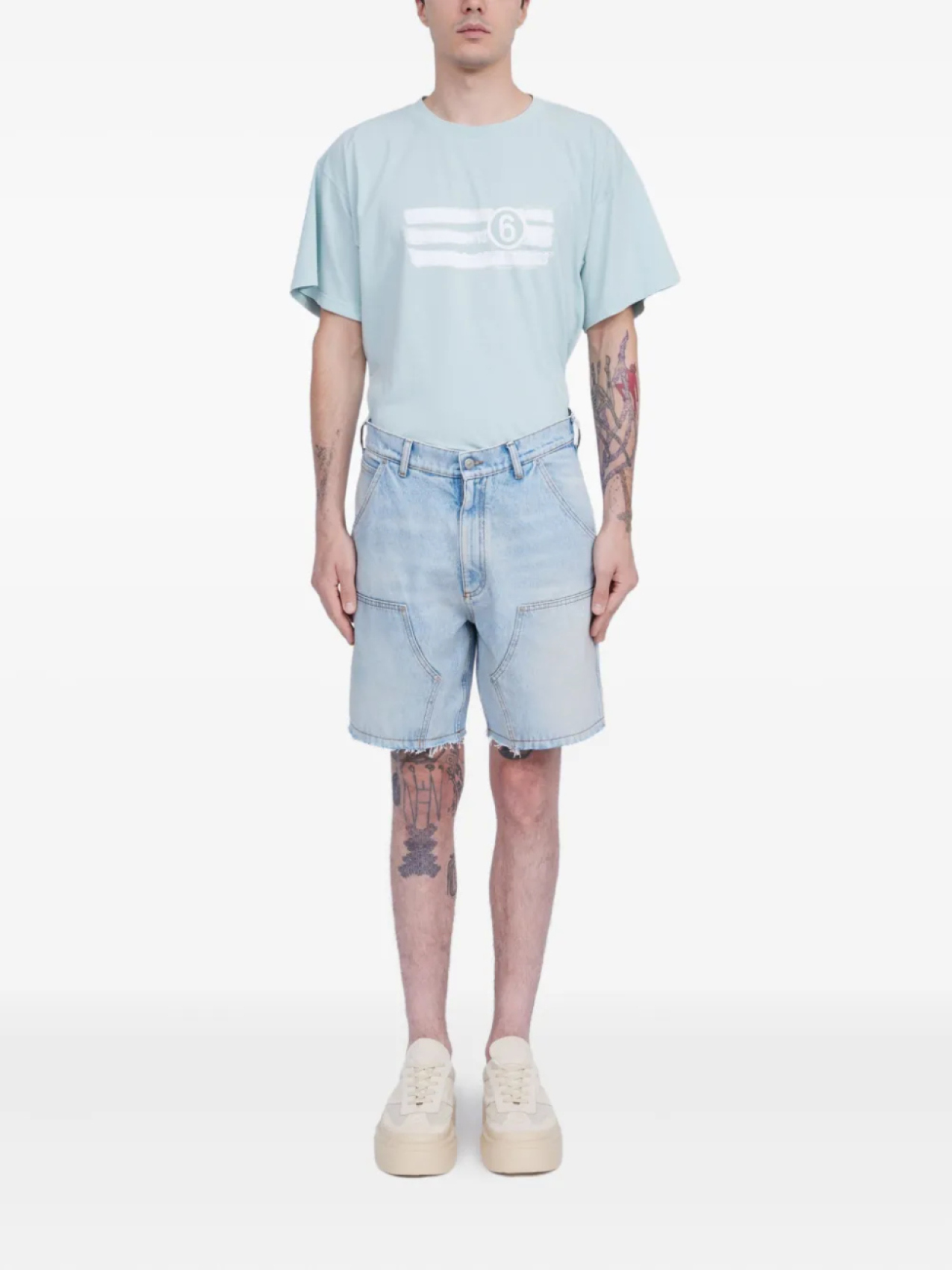 

Джинсовые шорты с логотипом Numbers MM6 Maison Margiela, синий