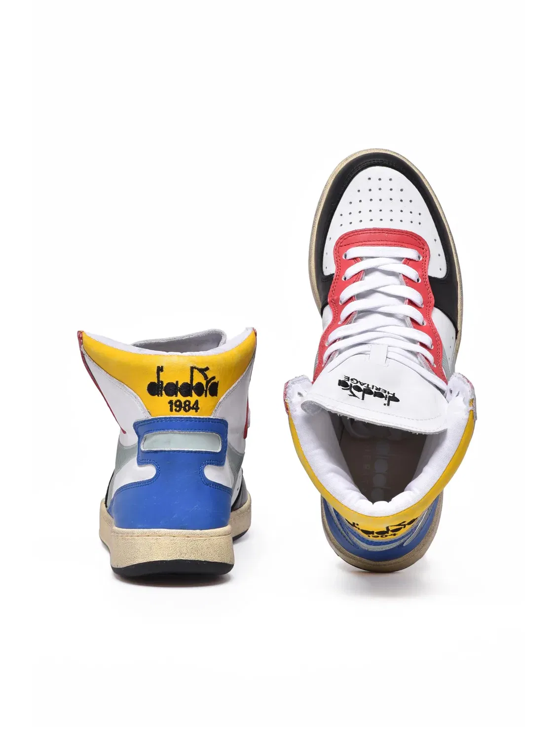 DIADORA HERITAGE Разноцветные кожаные кроссовки-корзинки — фото 3