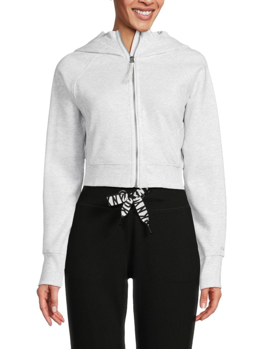 

Укороченная толстовка с капюшоном DKNY Sport, цвет Optic Heather