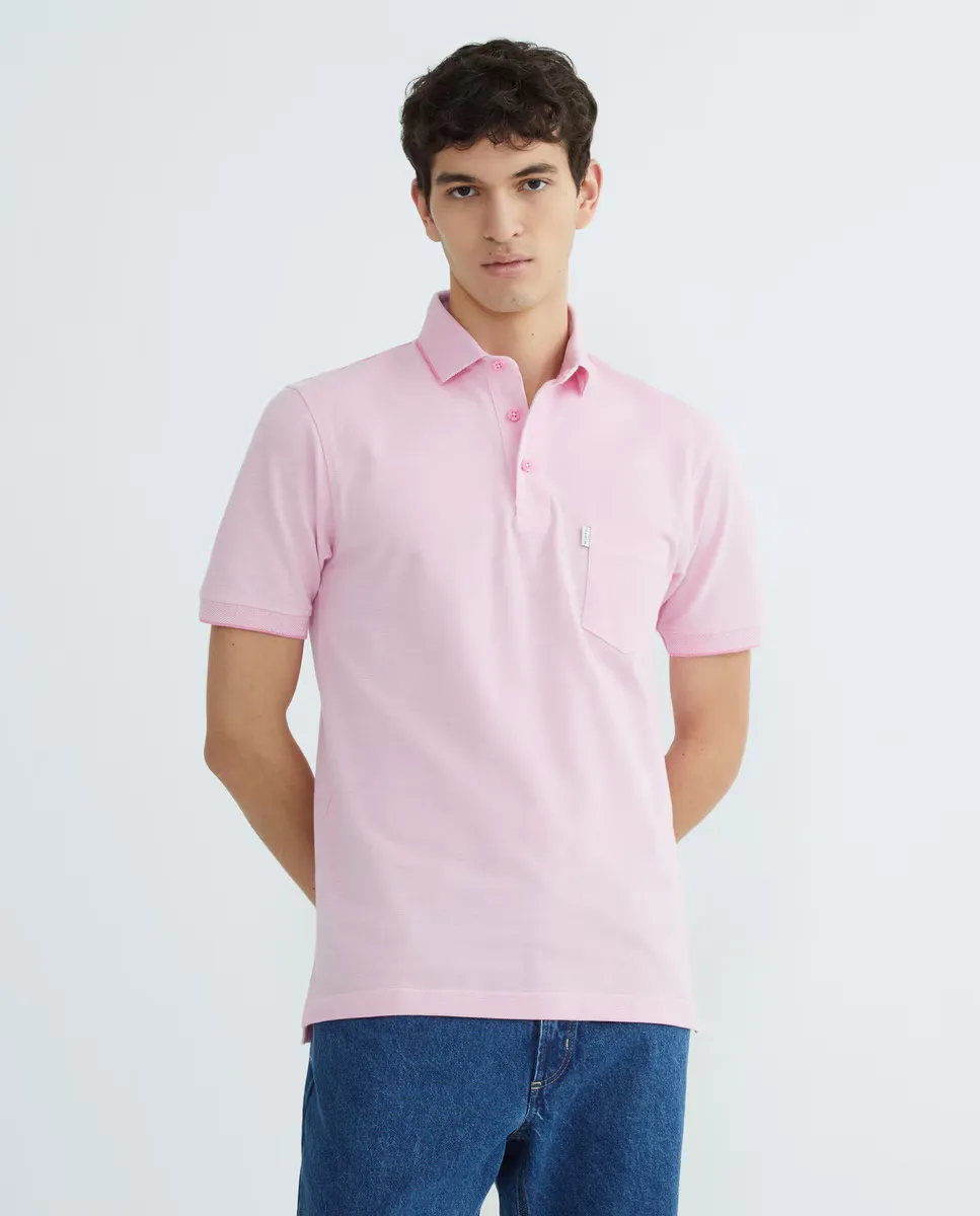 

Мужская поло с коротким рукавом из пике с карманом Mirto, розовый