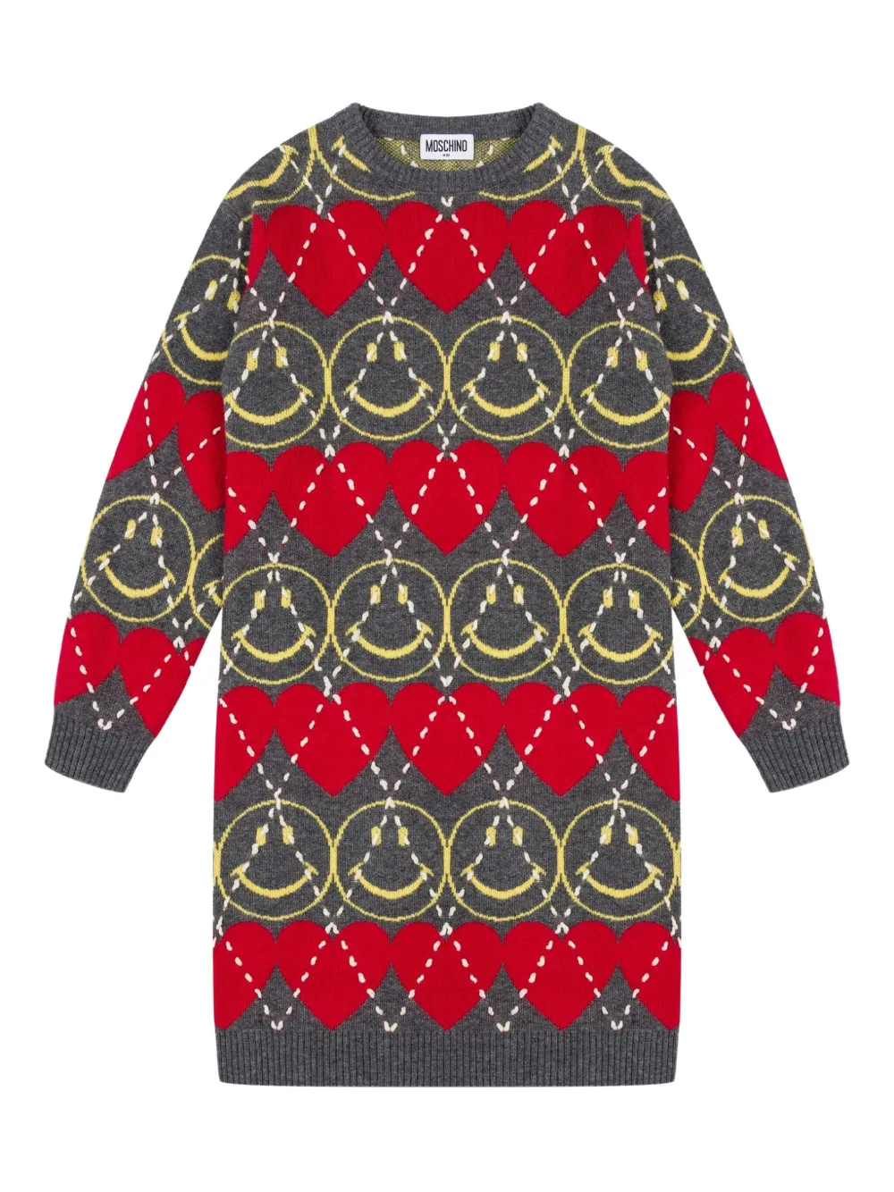 

Платье с принтом Moschino Kids, серый