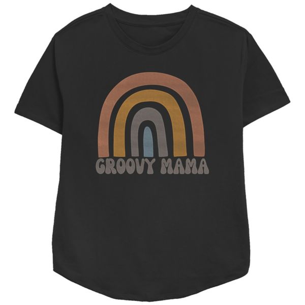 

Женская футболка свободного кроя с принтом «Groovy Mama» Unbranded, черный