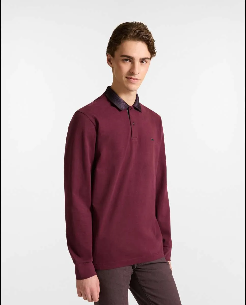 

Мужское поло с длинным рукавом и принтованным воротником Harmont&Blaine, бордовый