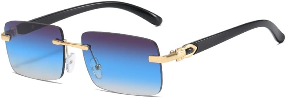 

Модные прямоугольные солнцезащитные очки без оправы для женщин, ретро-очки для мужчин, роскошные очки с защитой от УФ-излучения UV400 и градиентным переходом цвета, SUN258 Generic, C4 Blue Purple