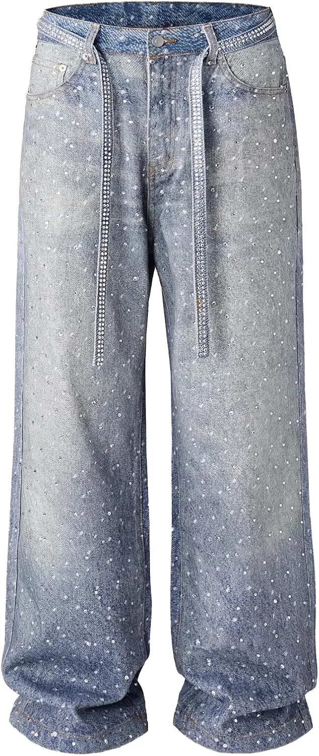 

Мешковатые джинсы с пайетками и жемчугом Vintage Y2K POOPMOOM