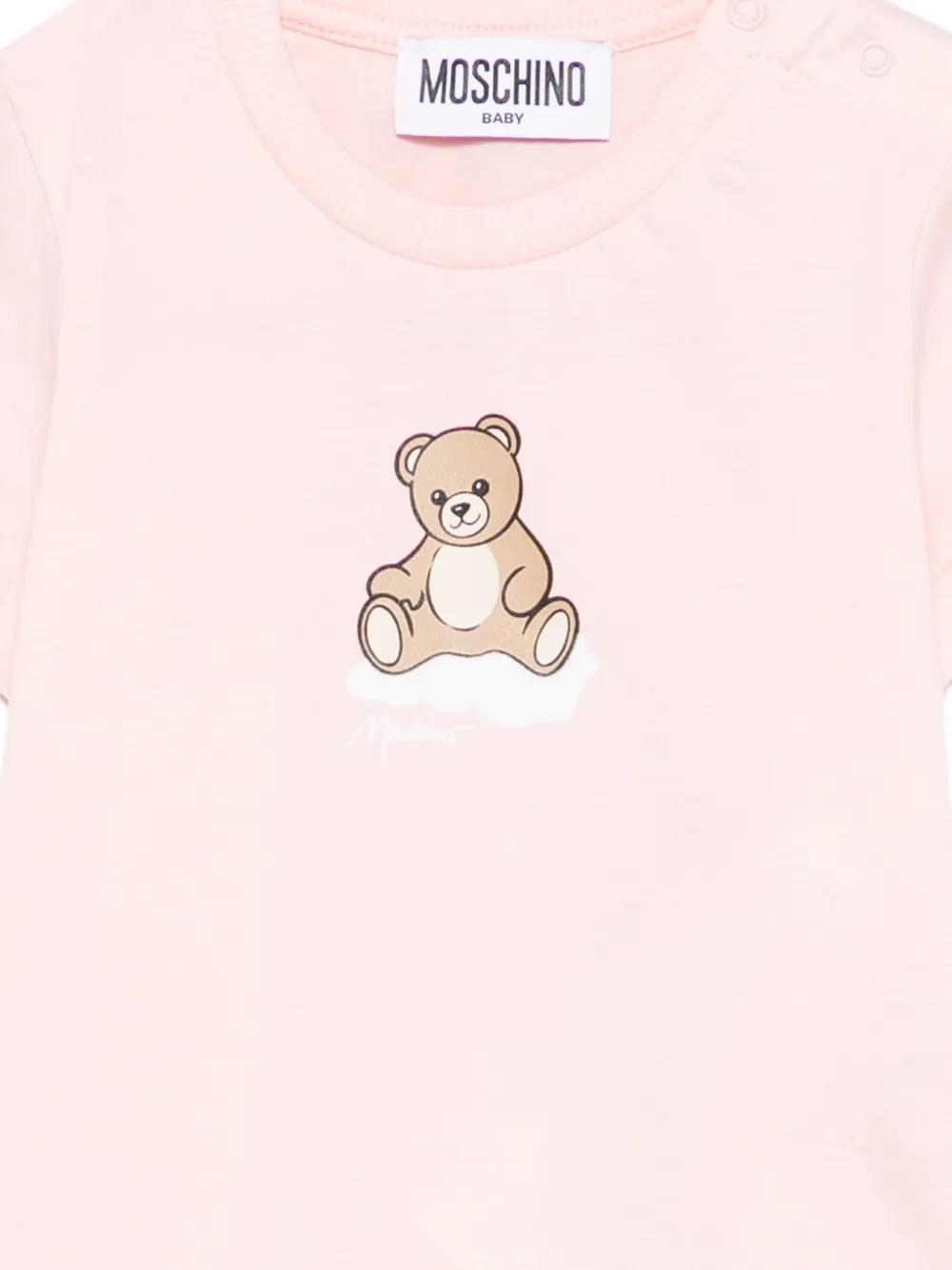Футболка с принтом мишки Moschino Kids, розовый — фото 3