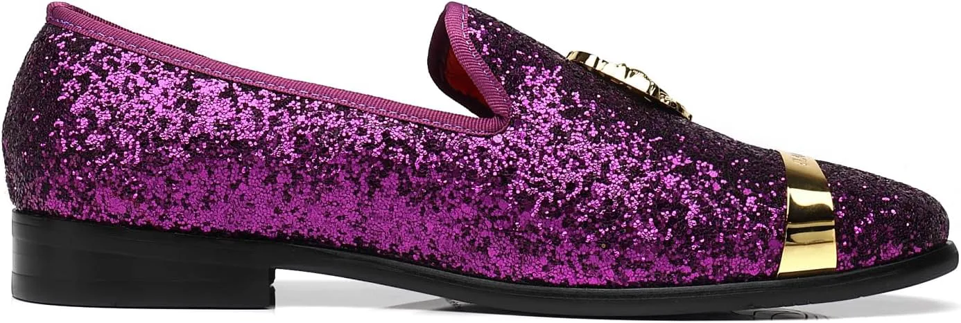 

Мужские блестящие лоферы ELANROMAN, оксфорды, модная обувь для свадьбы, вечеринки и выпускного, фиолетовый