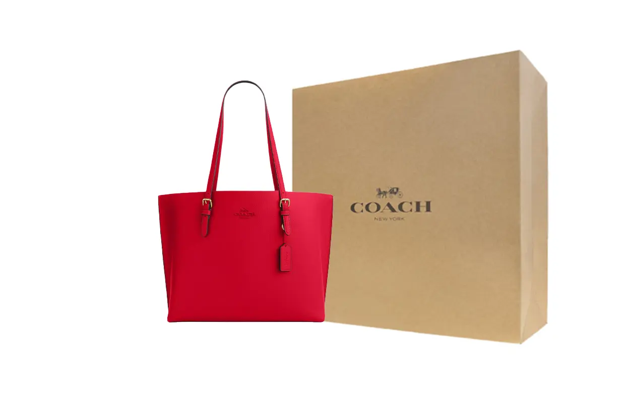 

Coach Кожаная сумка-тоут Mollie, сумка для покупок, дамская сумочка, сумка через плечо, большой размер, женская, красная