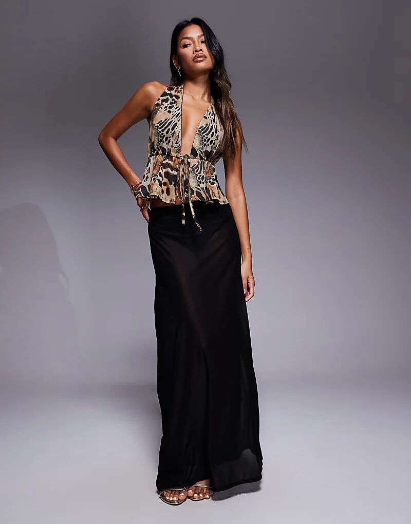 

Юбка макси из прозрачной сетки ASOS DESIGN черного цвета