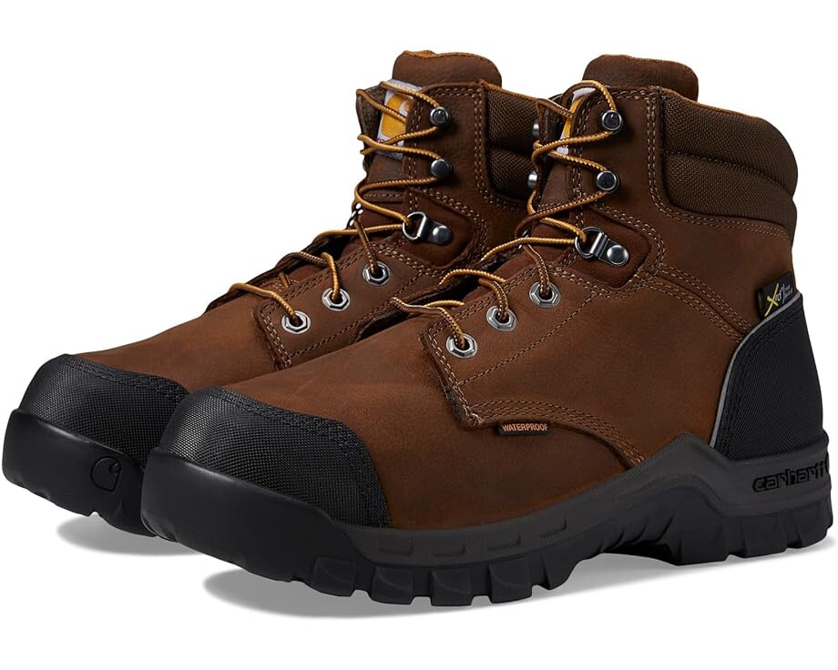 

Ботинки Carhartt Rugged Flex Waterproof Internal Met Guard Comp Toe 6" Work, цвет Brown Oil Tanned Leather