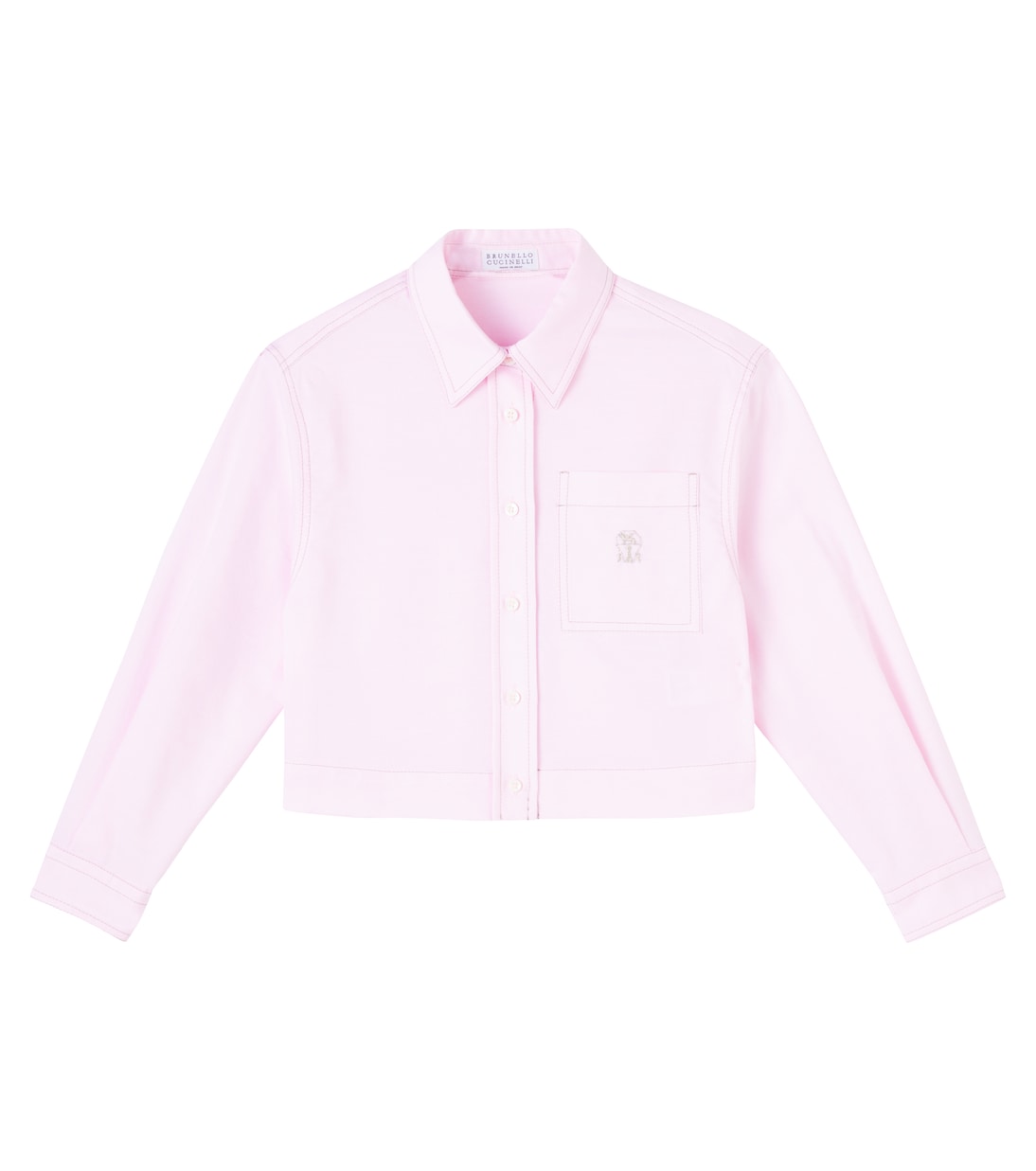 

Хлопковая рубашка с логотипом Brunello Cucinelli Kids, Rosa Chiaro