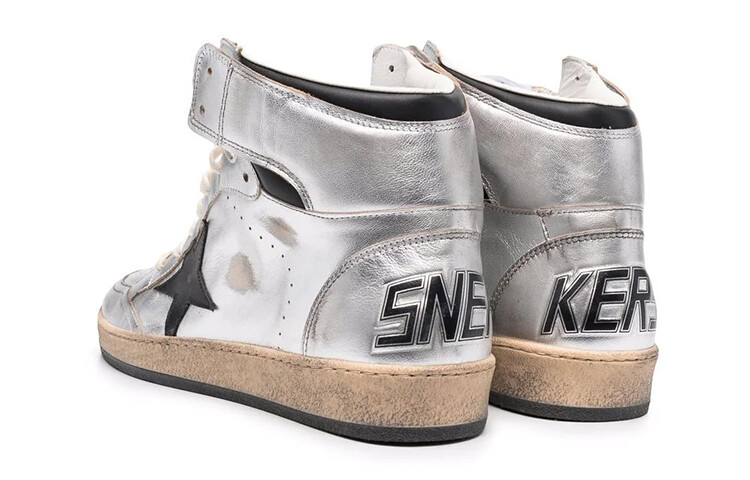 Кроссовки для скейтбординга Sky-Star женские, высокие, серебристые Golden Goose — фото 4