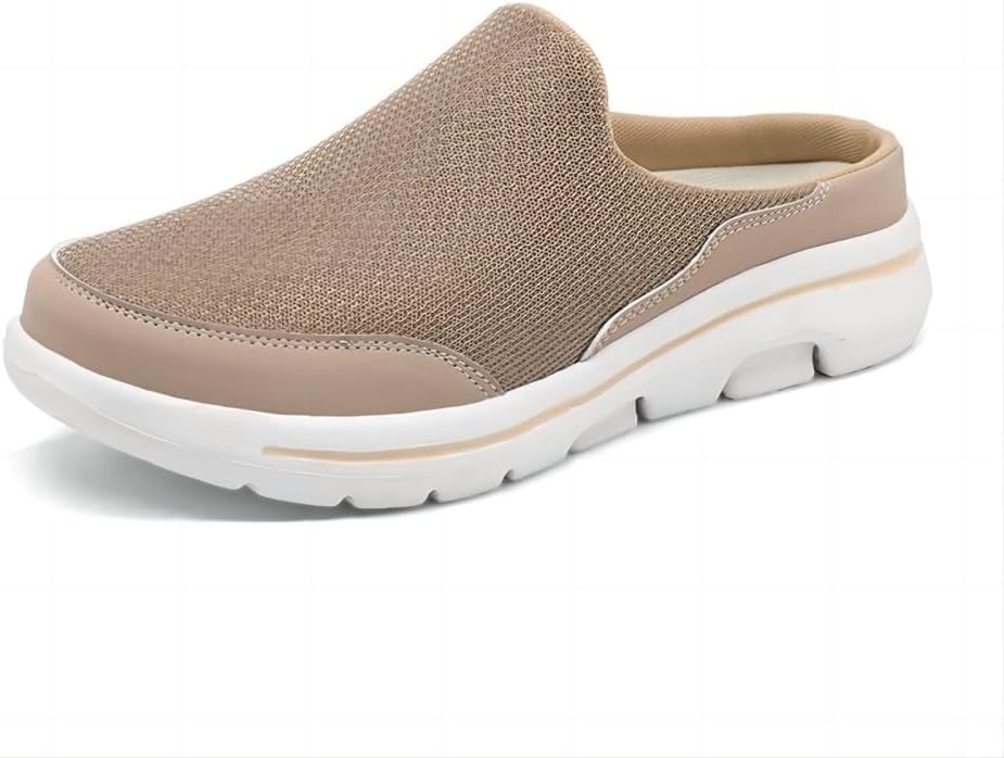 

Мужские повседневные сетчатые кроссовки, дышащие, удобные, без застежки, для ходьбы, мюли, сабо, без задника, легкие тапочки Asifn, коричневый