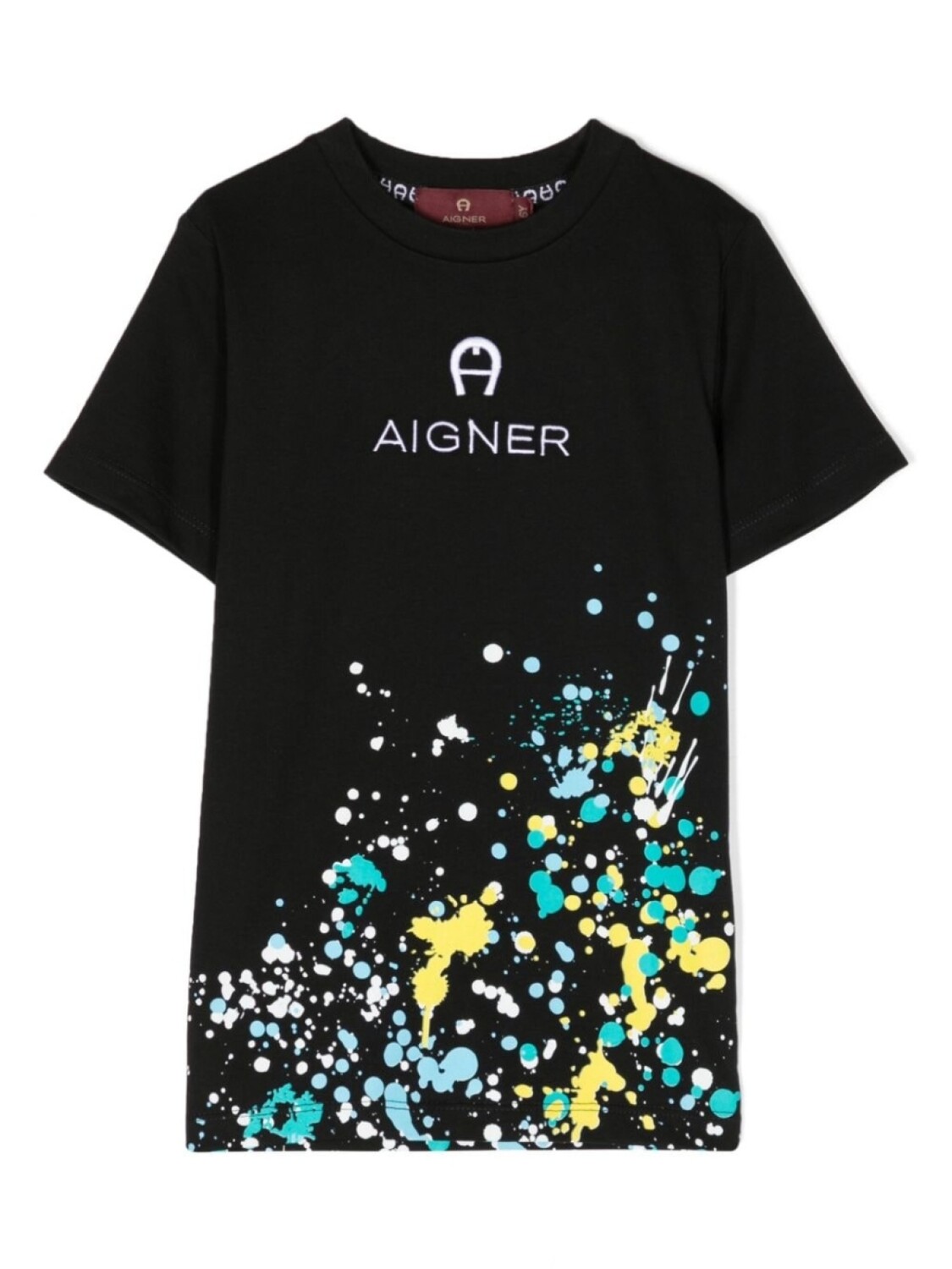 

Aigner Kids футболка с эффектом разбрызганной краски и логотипом, черный