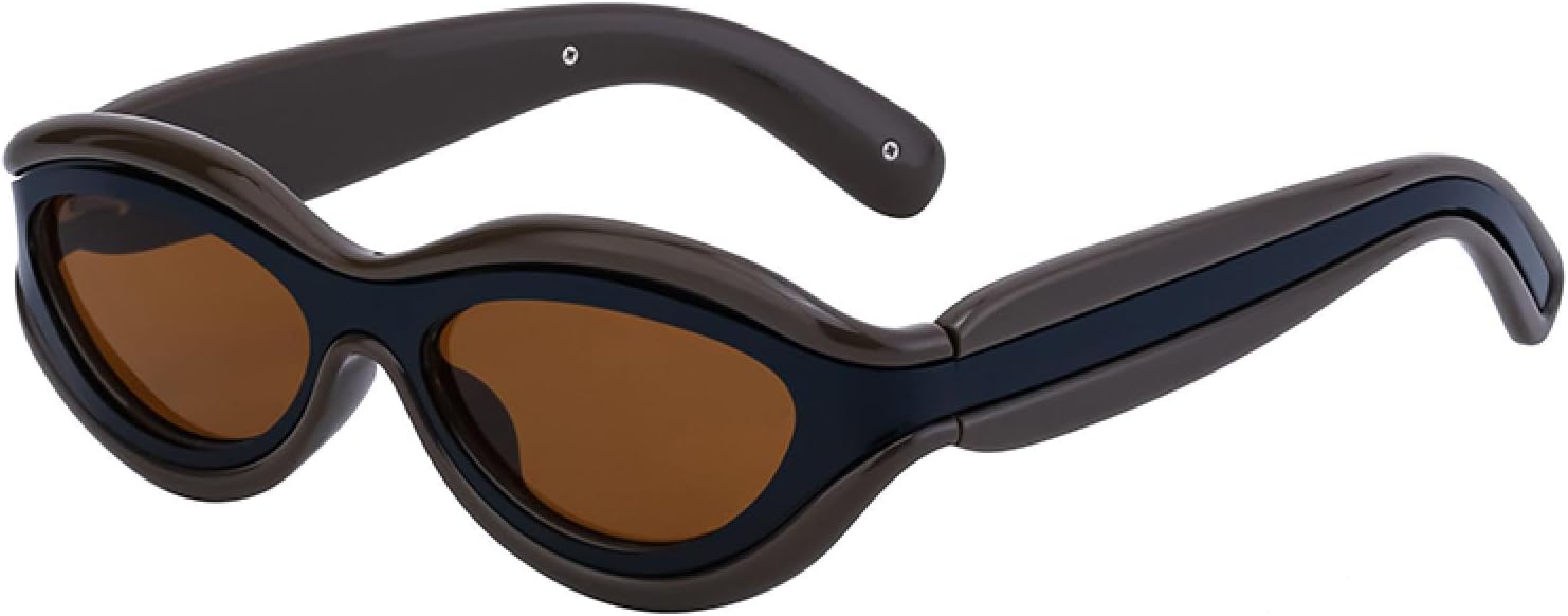 

Маленькие круглые солнцезащитные очки в стиле панк для женщин, роскошные солнцезащитные очки в стиле стимпанк, цельные солнцезащитные очки для винтажного стиля TOIPASTN, C3coffcebrown