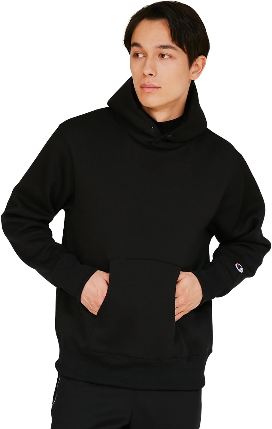 

Мужская толстовка с длинным рукавом Champion из эластичного термофутбола с резиновым принтом и застежкой на крючок на воротнике из махрового флиса TECH WEAVE(R) Terry Golf C3-CG101, черный