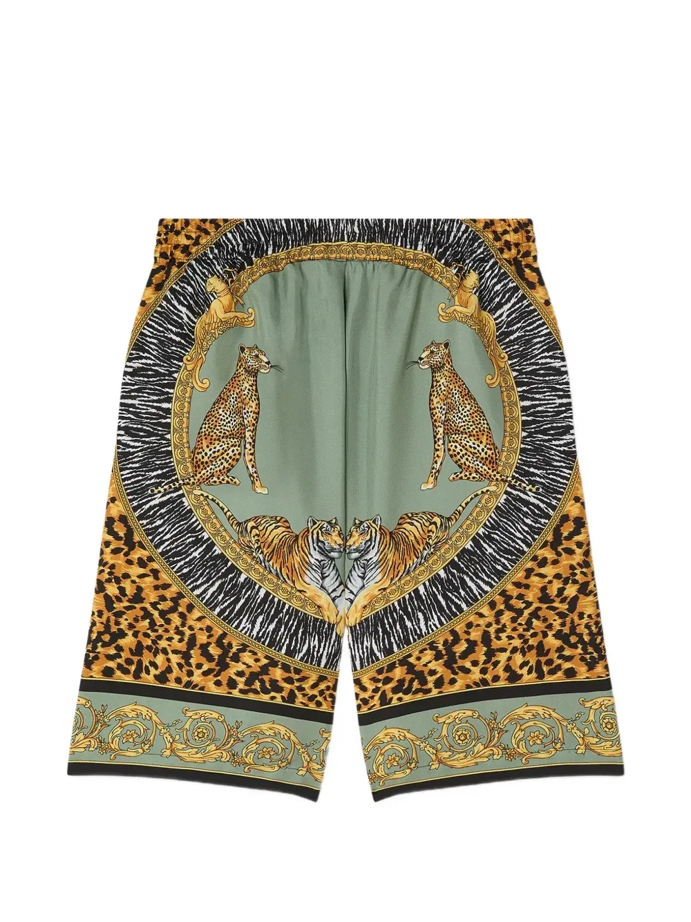 Шорты из твилового шелка с принтом Versace Kids, желтый — фото 2