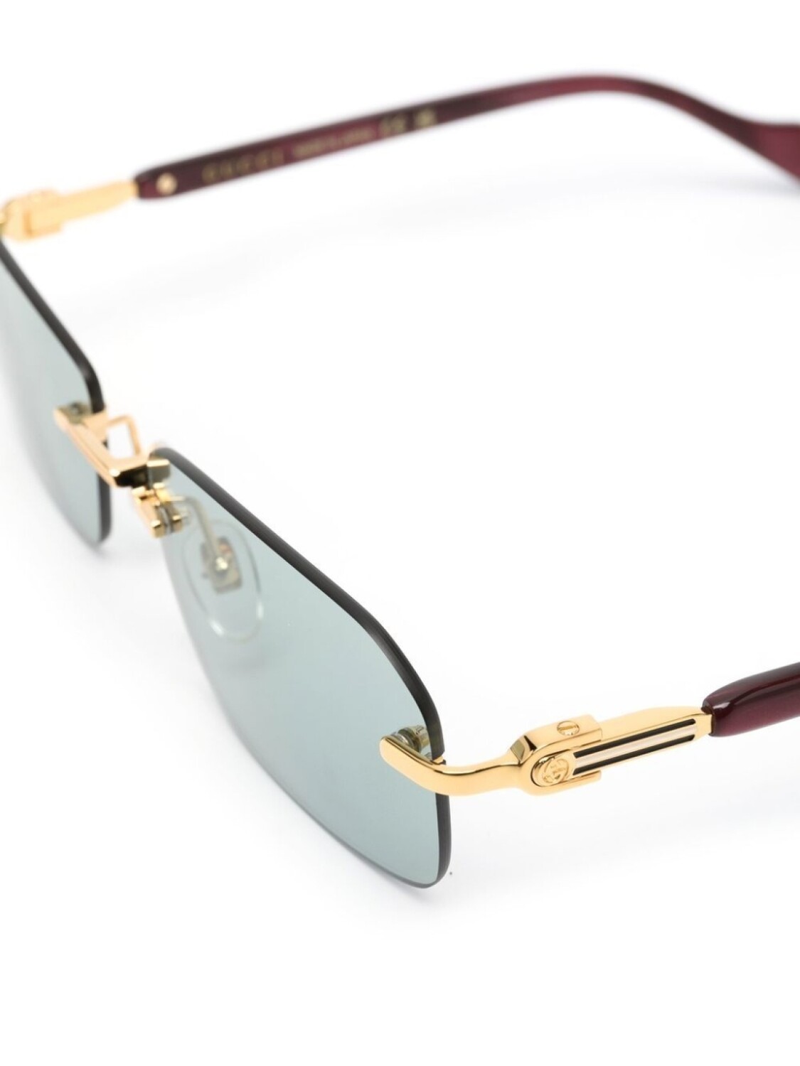 Gucci Eyewear солнцезащитные очки в безободковой квадратной оправе, золотистый — фото 3