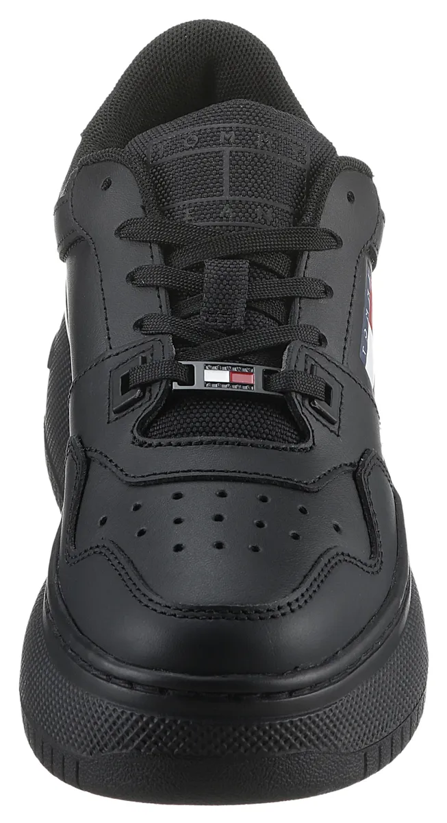 Кроссовки на платформе Tommy Jeans "TJW RETRO BASKET FLATFORM ESS", с надписью логотипа на подошве, повседневная обувь, полуботинки, туфли на шнуровке, черный — фото 3