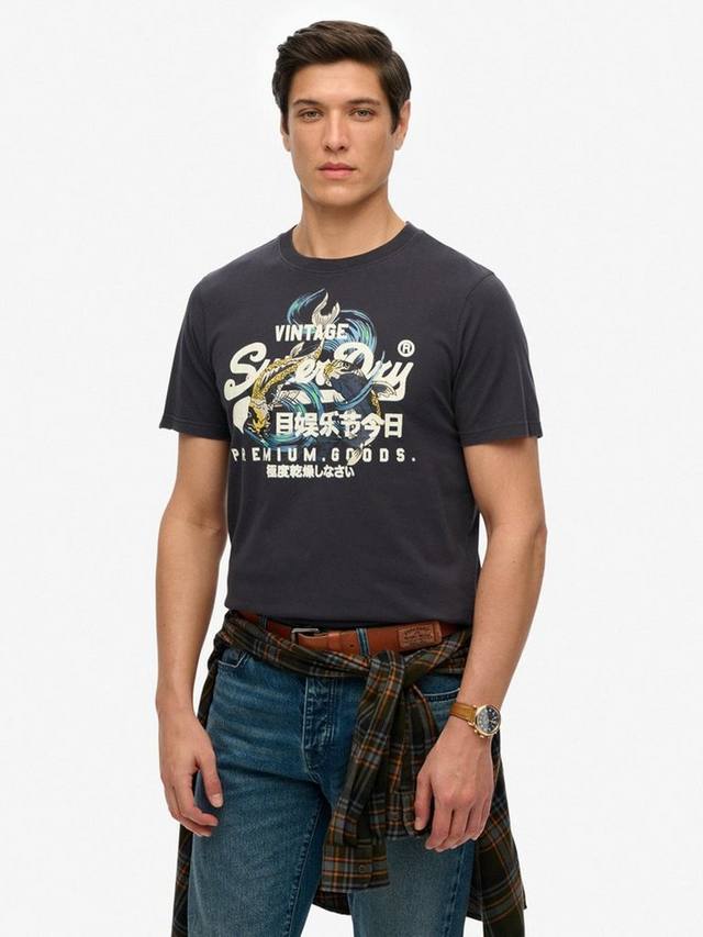 

Винтажная футболка с логотипом tokyo relaxed Superdry, цвет Dark Charcoal