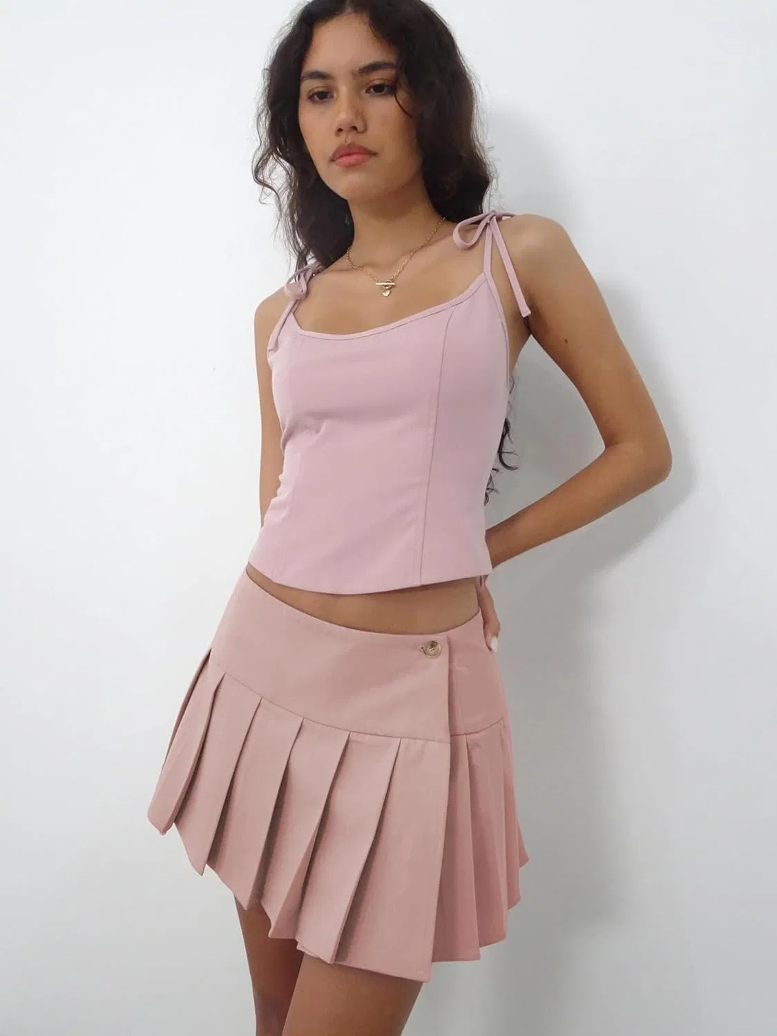 Юбка теннисная, Women's Preppy Y2K, розовый — фото 2