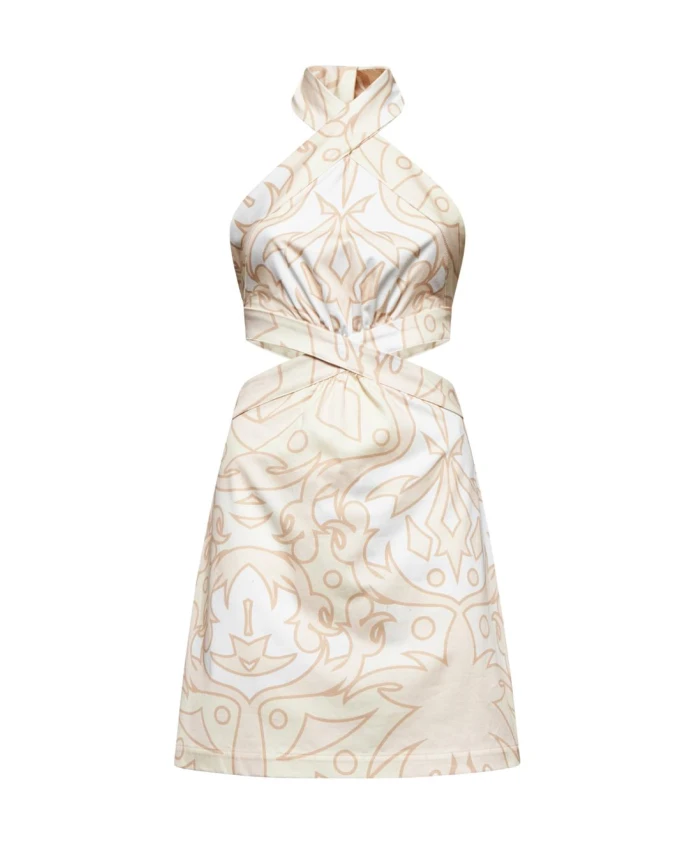 

Короткое платье с перекрестными деталями Silvian Heach, бежевый