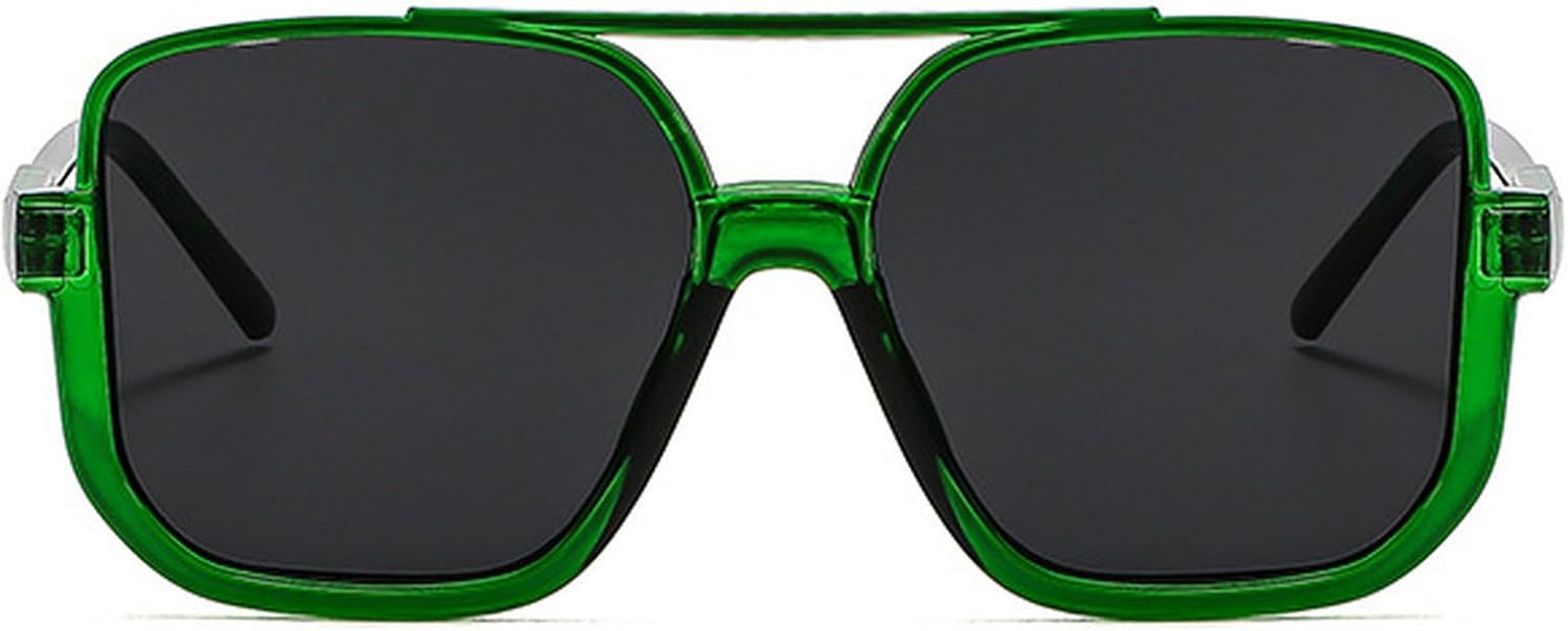 

Модные винтажные большие квадратные солнцезащитные очки в полуободковой оправе с защитой от УФ-излучения UV400 для женщин и мужчин. Стильные солнцезащитные очки mincl, Green Black