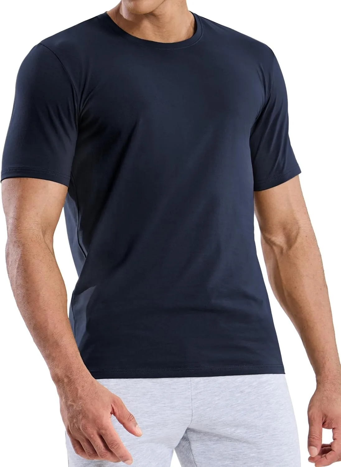 

MIER мужская футболка с коротким рукавом и круглым вырезом, классическая базовая модель из мягкого хлопка