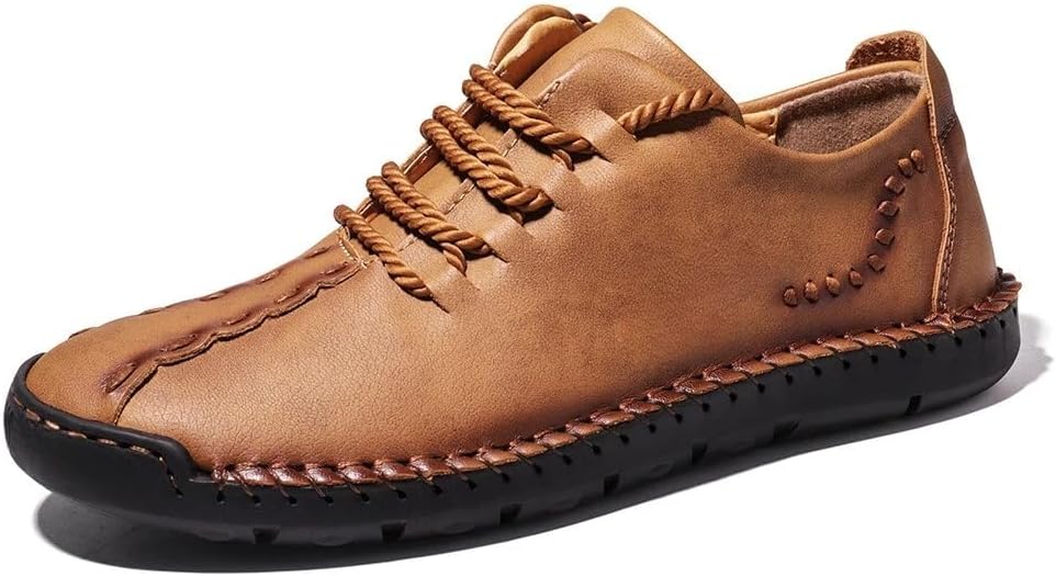 

Мужские повседневные лоферы Hhhchpm из кожи, ручной работы, оксфорды, удобная обувь для ходьбы, ботинки для работы, офисная обувь, коричневый