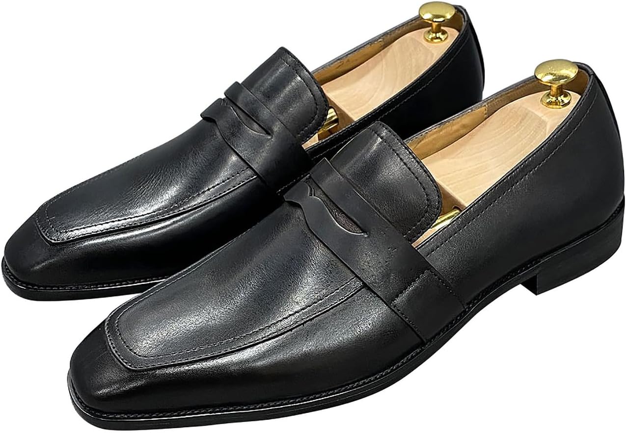 

Мужские лоферы Santimon, слипоны, повседневные, деловые, ручной работы, кожаные, с пуговицей, модные свадебные и прогулочные туфли для мужчин, черный