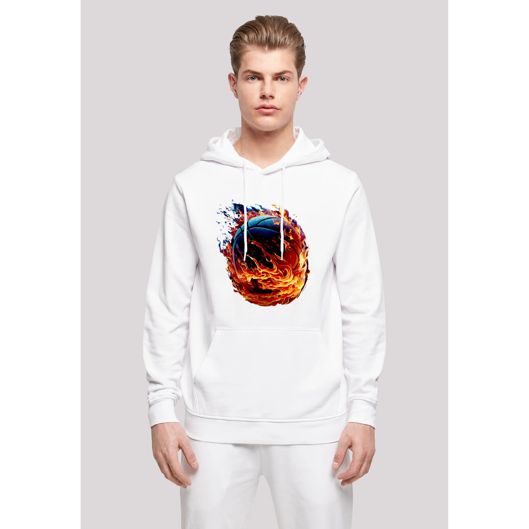 

Толстовка F4NT4STIC "Basketball On Fire Sport HOODIE", принт, белый