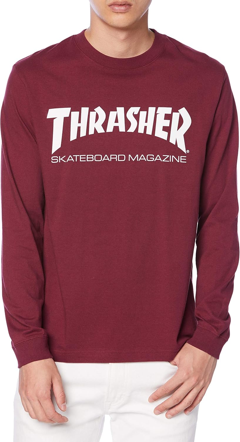 

Мужская футболка с длинным рукавом и принтом Slasher TH8301 (с логотипом бренда) в классическом стиле Thrasher, белый