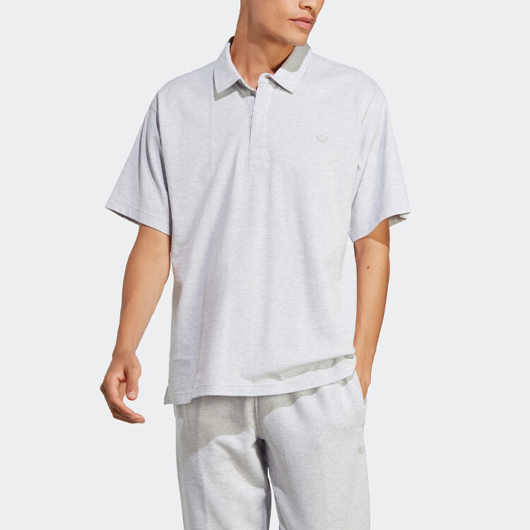 Мужская рубашка поло Adidas Originals Essentials, светло-серая — фото 2