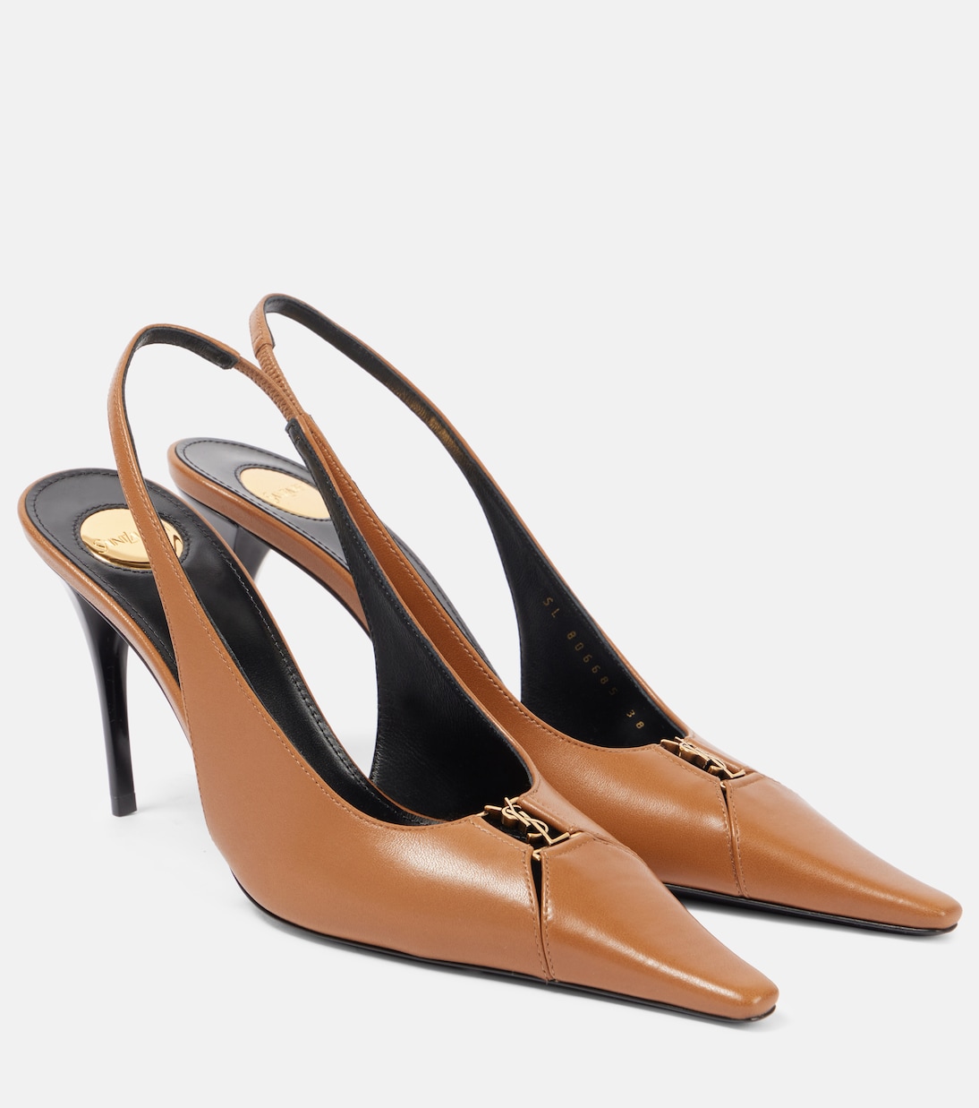 Babylone Breteuil 90 кожаные туфли-лодочки на ремешке Saint Laurent, Macadamia (Light Bronze)