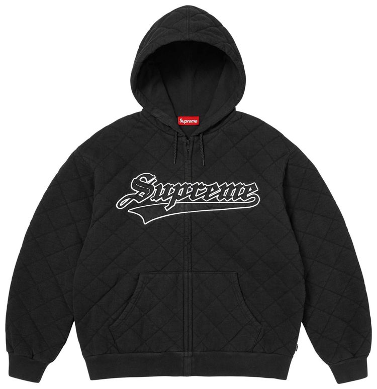 

Стеганая толстовка Supreme на молнии с капюшоном, черный