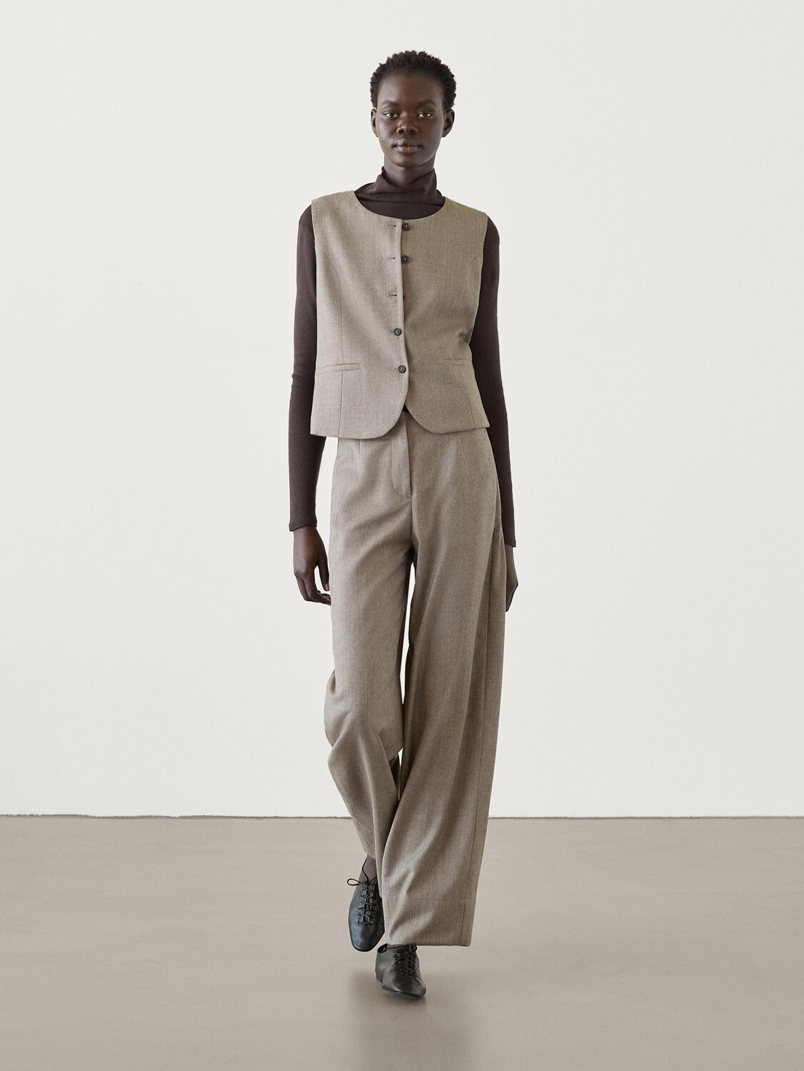 

Фланелевый жилет для костюма Massimo Dutti, бежевый