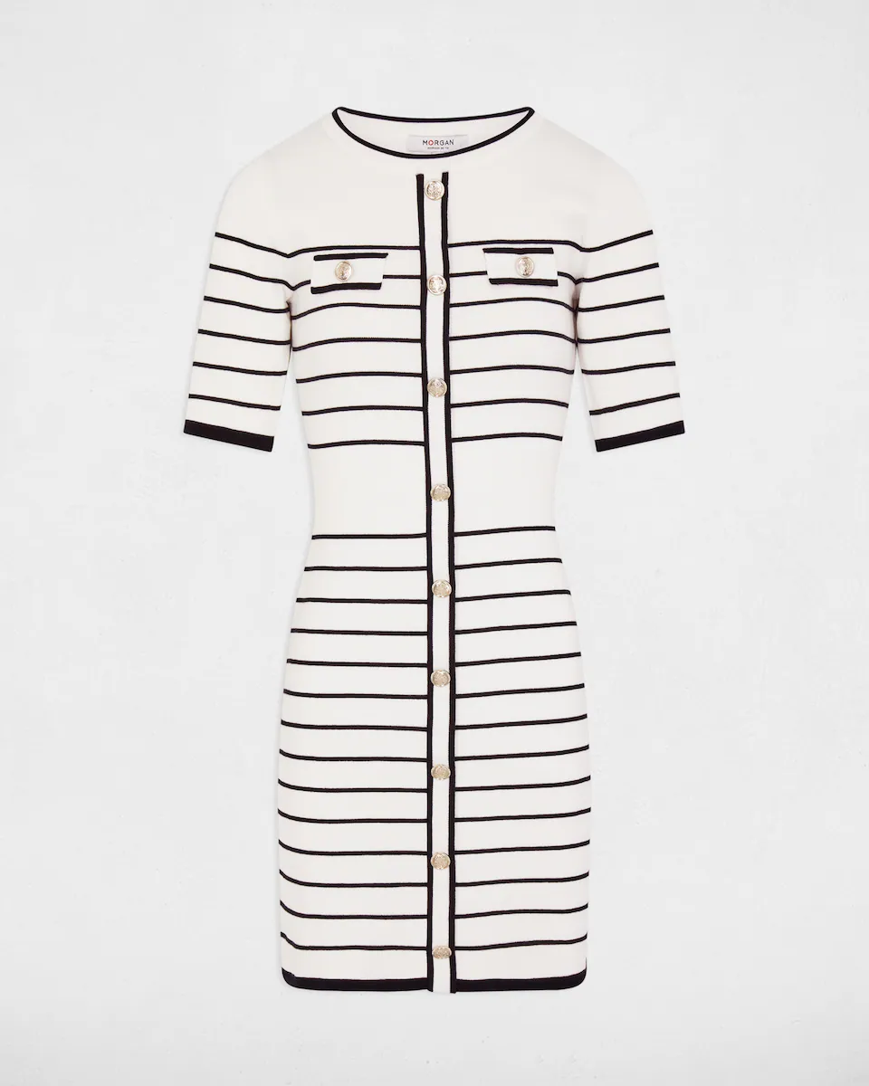 

Короткое платье из трикотажа в полоску Morgan, белый