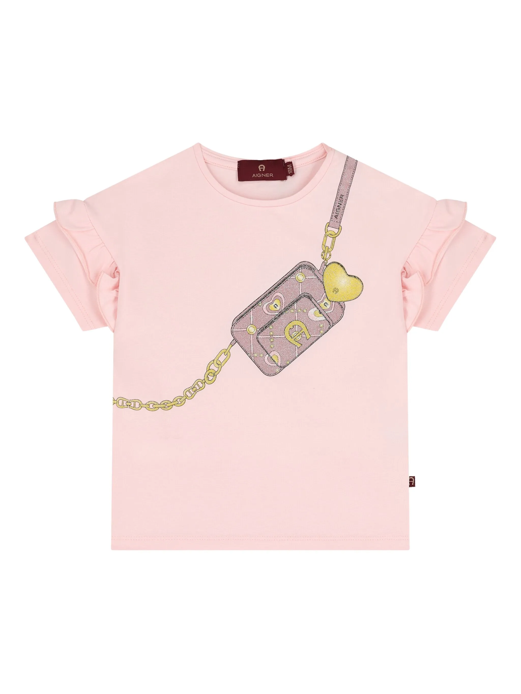 

Футболка с оборками и принтом Aigner Kids, розовый