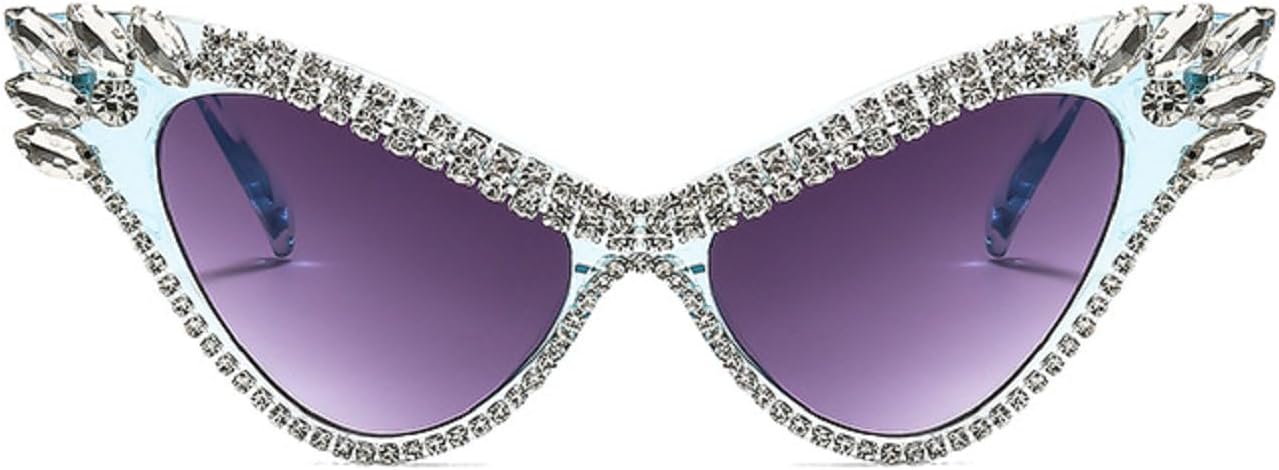 

Солнцезащитные очки со стразами для женщин и мужчин, модель «кошачий глаз», с блестками и кристаллами, модные солнцезащитные очки с защитой от УФ-излучения, модель 2502 Melrose, Blue