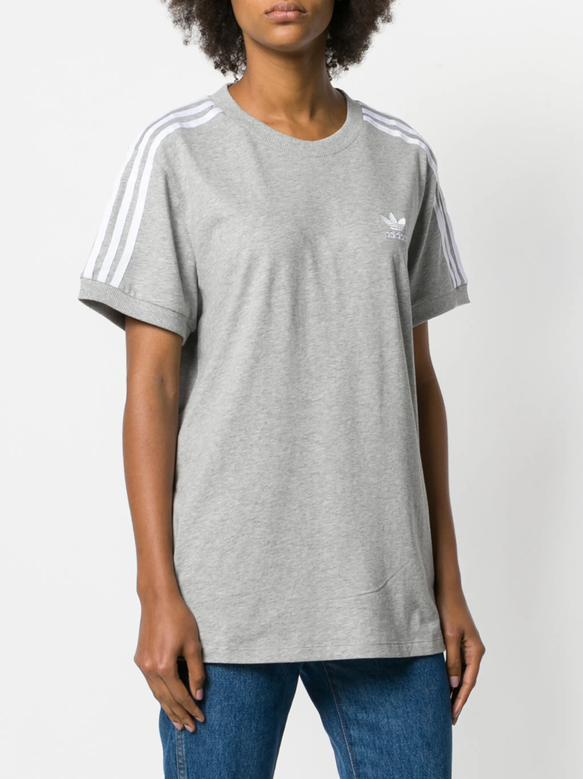 Футболка в полоску с логотипом Adidas, серый — фото 3