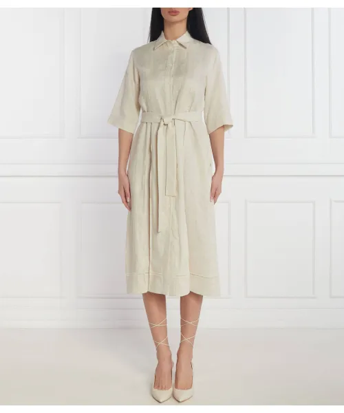 

Льняное платье с поясом «ночино» Mm, бежевый