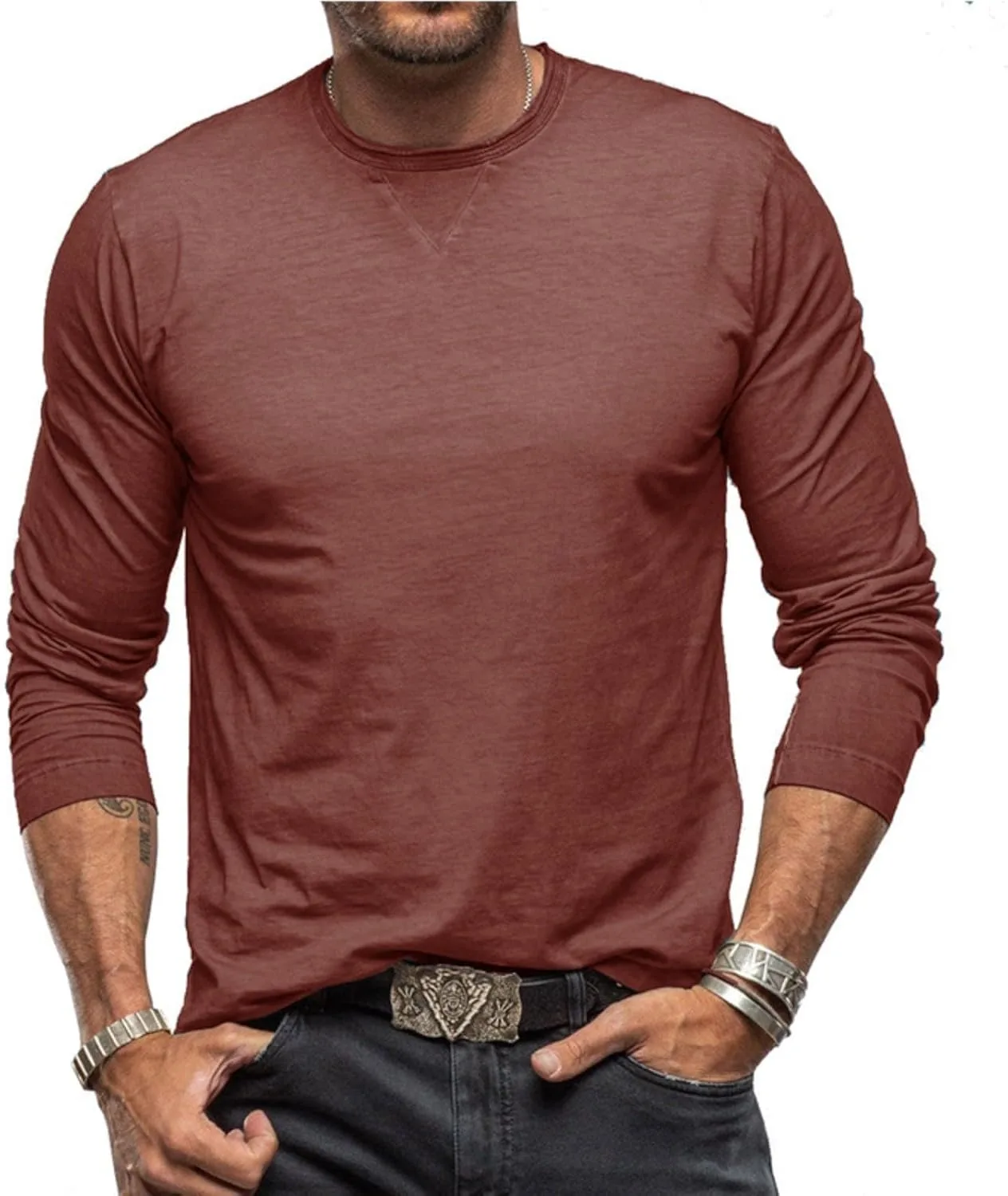 

Ymosrh Мужская футболка с длинным рукавом, S-2XL