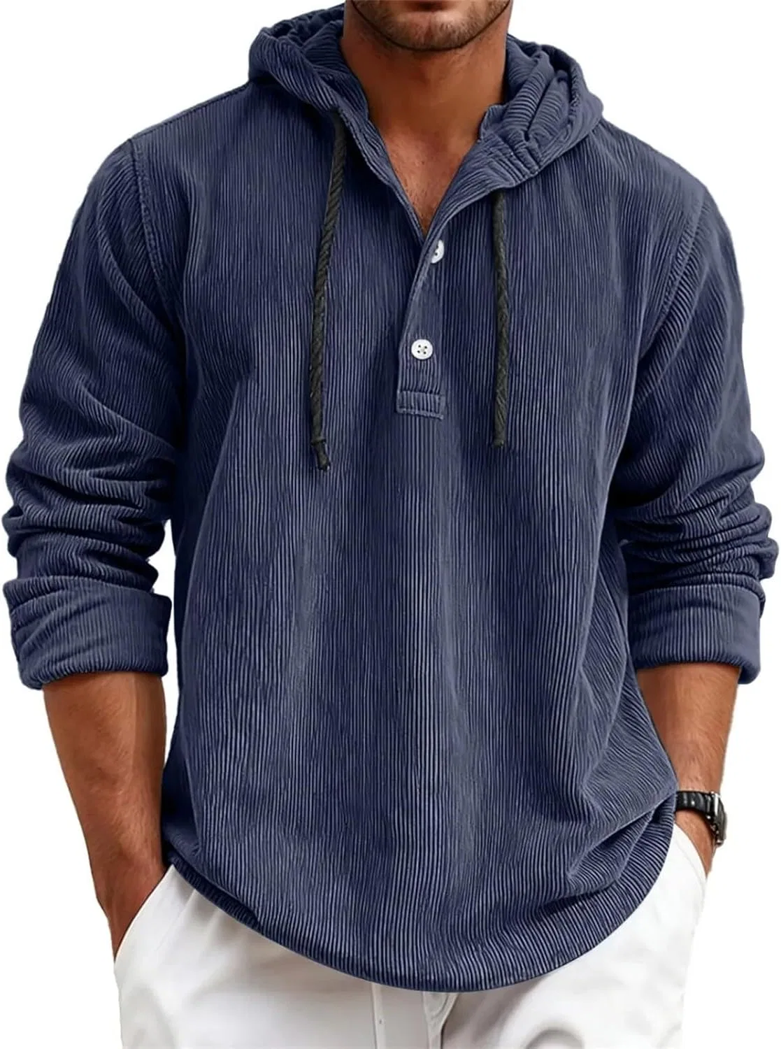 Худи на пуговицах мужское, Corduroy, Navy