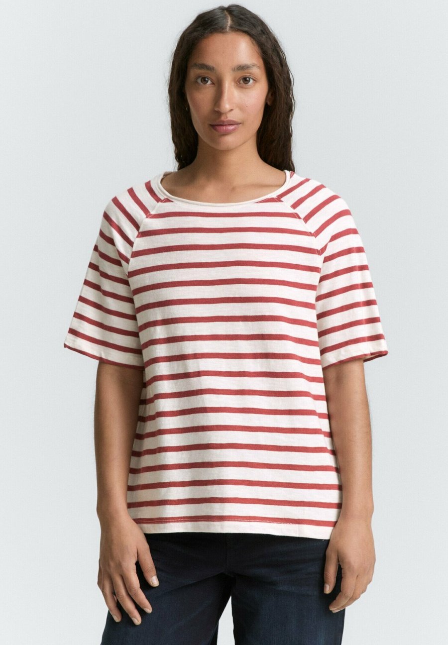 

Футболка TOM TAILOR STRIPED, Offwhite Deep Red Stripe/Red