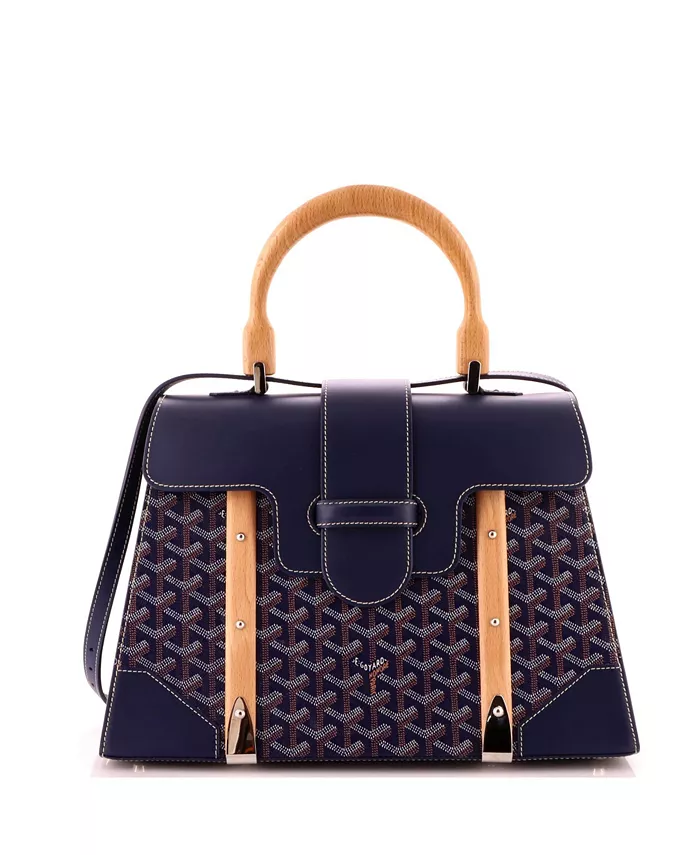 

Сумка MM Saigon с верхней ручкой, покрытая холстом с кожей Pre-Owned Goyard, синий