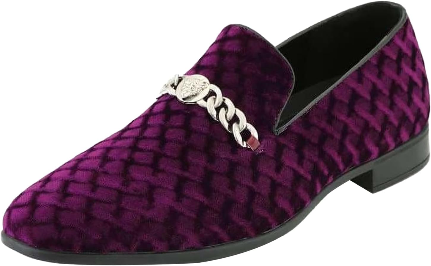 

Мужские лоферы Amali Velvet Slip-On с львиным декором, тапочки для смокинга, лоферы с металлической цепочкой, бордовый