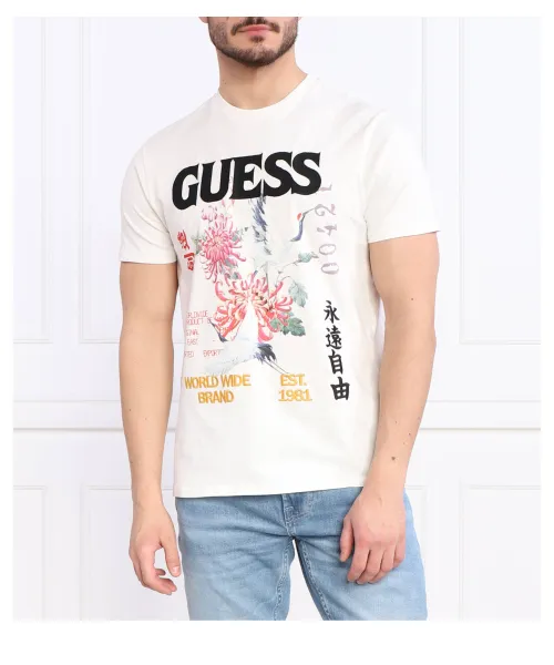 

Футболка с коллажем «Токио» Regular fit Guess Jeans, белый