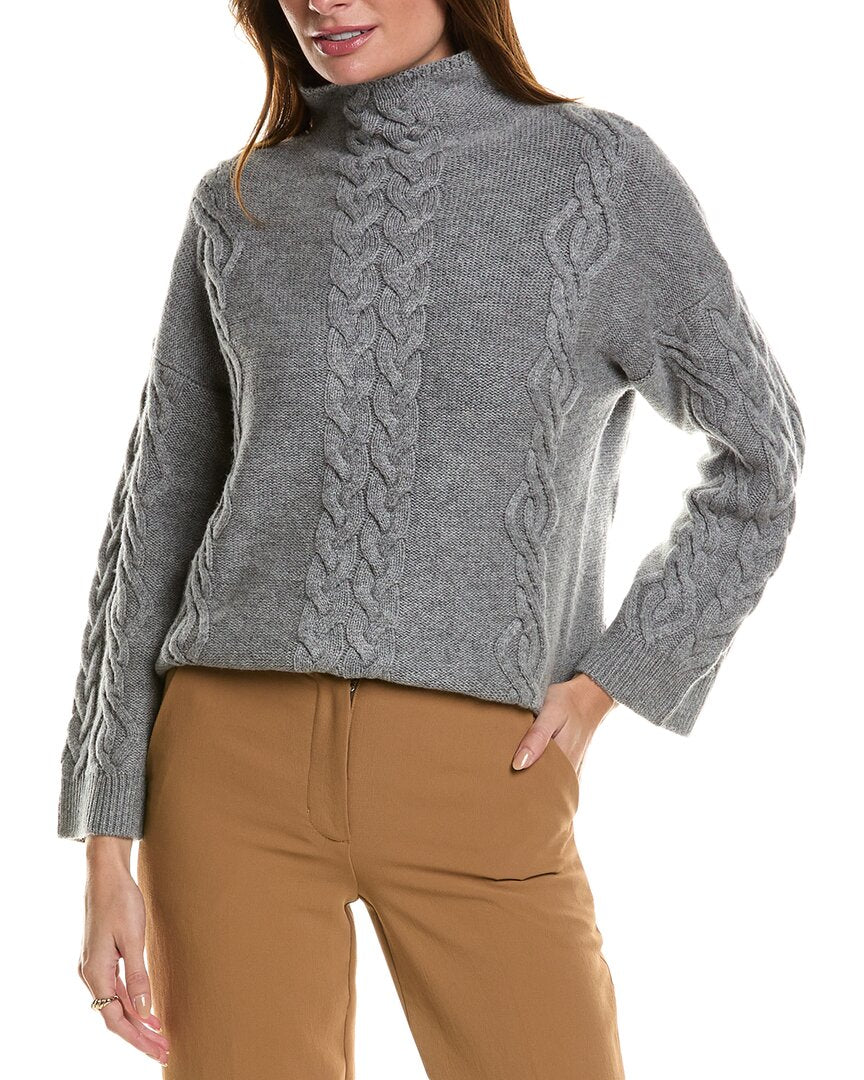 

Свитер Forte Cashmere Placement Cable с воротником-стойкой из смеси шерсти и кашемира, серый