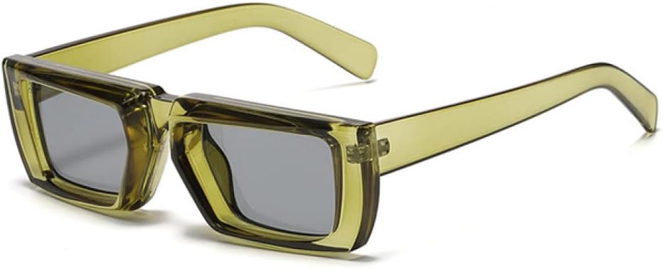 

Винтажные прямоугольные солнцезащитные очки для женщин в стиле панк, солнцезащитные очки в маленькой оправе для мужчин, очки с защитой от УФ-излучения UV400 generic, Green-black