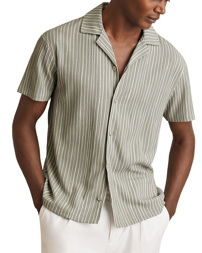 

Текстурированная печатная рубашка Camp Shirt REISS, зеленый